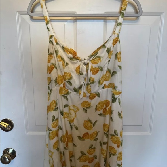 Socialite Lemon Print Dress, Front Tie Knot, Size M - Picture 3 of 6